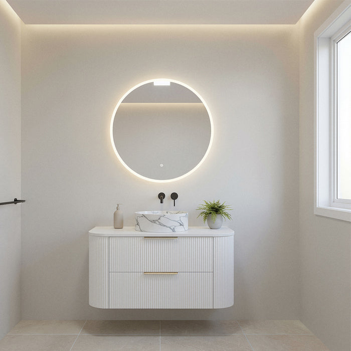 900mm Matte White Curved Fluted Vanity