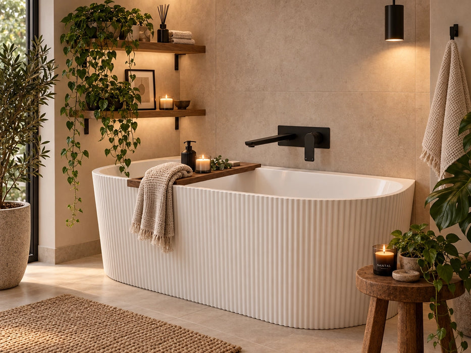 Bacio 1700 Back-to-Wall Fluted Bathtub — Matte White