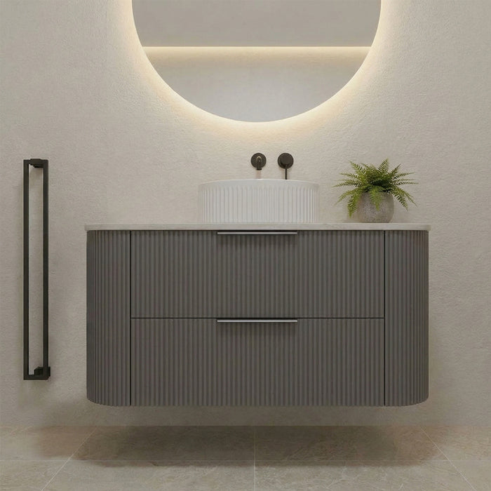900mm Gunmetal Grey Curved Fluted Vanity