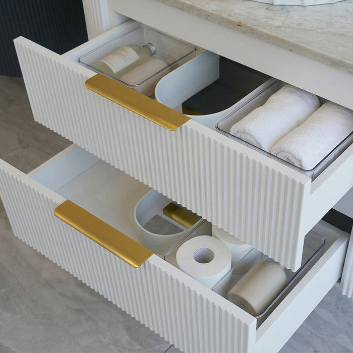 900mm Matte White Curved Fluted Vanity